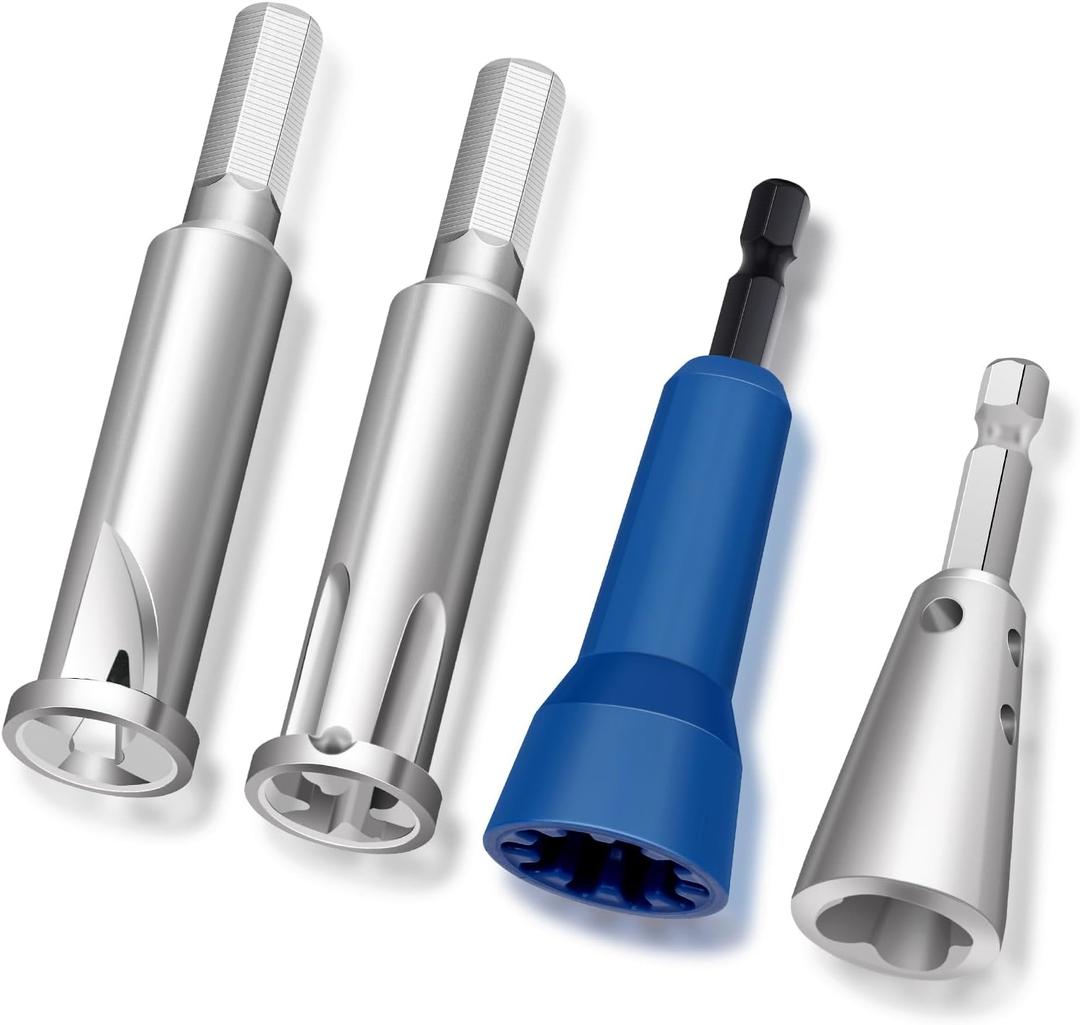 4 Pcs Wire Twister Tool for Drill, Wire Nut Twister Wire Stripper Tool Connector Driver with 1/4" Chuck Cable Quick Stripping Electricians Tools