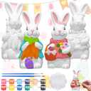 Seenelling 2 Pack Easter Bunny Ready to Paint Your Own Statues 4'' DIY Unpainted Ceramics Figurines Kit Blank Paintable Ceramics Art and Crafts Decorations