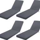Comcaver Chaise Lounge Cushions Outdoor Set of 4, 72x21x3 Inch, Dark Grey