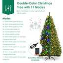 Goplus 5FT Pre-Lit Artificial Christmas Tree, Hinged Spruce Xmas Full Tree with 150 LED Multicolor Lights, 11 Lighting Modes, 600 PVC Branch, Foldable Base, for Indoor Home Office Decoration