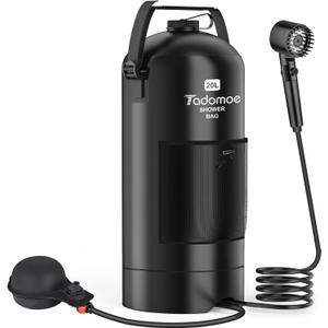 Portable Shower for Camping, 5 Gal/20L Solar Heating Camp Shower Bag with Foot Pump,Outdoor Shower with Portable Shower Head & Sprayer,Travel Gear for Beach,Overlanding,Pet Cleaning