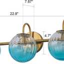 Globe Vanity Light, 3-Light Gold Modern Bathroom Light Fixtures, 23"