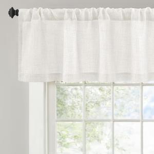 DriftAway Linen Textured Curtain Valances for Windows Light Filtering 3 Inch Rod Pocket Farmhouse Country Rustic Kitchen Valances for Bedroom Living Room Bathroom 14 inch Length Ivory White