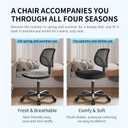 Small Office Desk Chair, Ergonomic Adjustable Home Office Swivel Chairs with Wheels, Comfy Mesh Rolling Computer Desk Task Armless Chair for Home, Bedroom, Study, Adults, Classic Black