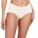 LIIJOO Women's Seamless Mid Waisted Briefs, Full Coverage No Show Panties with Soft Nylon Spandex, No Lines Underwear for LeggingsSea Salt Blue/Cream white/Blush Nude, L Size