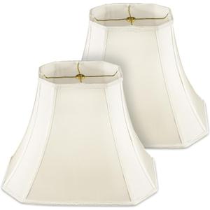 Glooglitter Set of 2 Bell Lamp Shade 6.25"x8" Top 11"x16" Bottom 12" High
White, (Spider) Rectangle Cut Square Replacement Vintage Silk Lampshade for Table Floor Living Room Bedroom