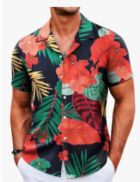 COOFANDY Mens Hawaiian Shirts Short Sleeve Tropical Button Down Shirts Casual Summer Beach Shirts 3XL