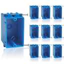 10-Pack Single Gang Electrical Box, New Work Box 1 Gang, Blue New Work Electrical Nail Outlet Box, 18 cu. in, Switch/Outlet Box PVC Electrical Junction Box for Residential Commercial Job Applications