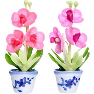 Vanda Orchid Flowers Refrigerator Magnets 3D Artificial Plants Pink and Purple Color Japanese Clay Strong Magnetic Fridge Decoration Home & Office, Set of 2, 1 x 4 x 1.5 inch