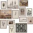 Western Decor Vintage Western Wall Decor,Farmhouse Cowboy Decor Wall Art,Boho Ranch Landscape Art Prints Canyons Cacti Desert Southwestern Wall Decor Aesthetic Pictures,Rustic Southwestern Artwork Prints for Room Bedroom Bathroom Decoration,Unframed (Set of 13pcs)