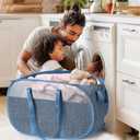 100L Collapsible Laundry Baskets, Tear Proof Pop Up Laundry Hamper with Dual Handles, Large Foldable Laundry Basket, Easy to Carry Laundry Hamper for Home, Laundry Room, Bedroom, Dorm, Travel Blue, 100L-1x