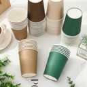 100 Pcs Green Brown Paper Cups 9oz Woodland Themed Disposable Cup Gradient Color Drinking Cup for Cold Hot Drinks Birthday Bride Shower Supplies