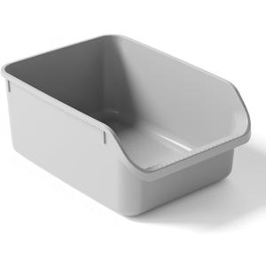 Large Cat Litter Box with High Sides, Cat Boxes for Indoor Cats, Cat Litter Pan for Kitty, Litter Box with Low Entry, Anti-Splashing, Easy to Clean (Grey)