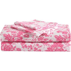 Betsey Johnson - Twin Bed Sheets, Soft Bedding with Matching Pillowcase, Fade & Wrinkle Resistant, Lightweight for Year Round Use, Dorm Essentials (Betsey's Toile Pink)