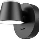 URSOLA Wall Light LED Wall Sconce with On/Off Switch USB Port 110 Volt Hardwired Wall Lamp 350 Rotatable Up Down Sconces Wall Lighting (Black)