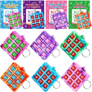 26PCS Tic Tac Toe Game Keychains Valentines Day Gifts for Kids School Classroom Valentine Exchange Cards for Toddlers Boys Girls Class Valentines Day Gift Party Favors Treat Goodie Bag Stuffers Bulk