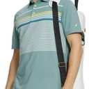 Rouen Mens Polo Shirts Short Sleeve Dry Fit Lightweight Performance Casual Athletic Striped Print Golf Shirts for Men (S)