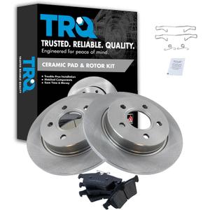 TRQ Rear Brake Pad & Rotor Kit Brake Pads Brake Rotor Ceramic Compatible with 2012-2018 Ford Focus