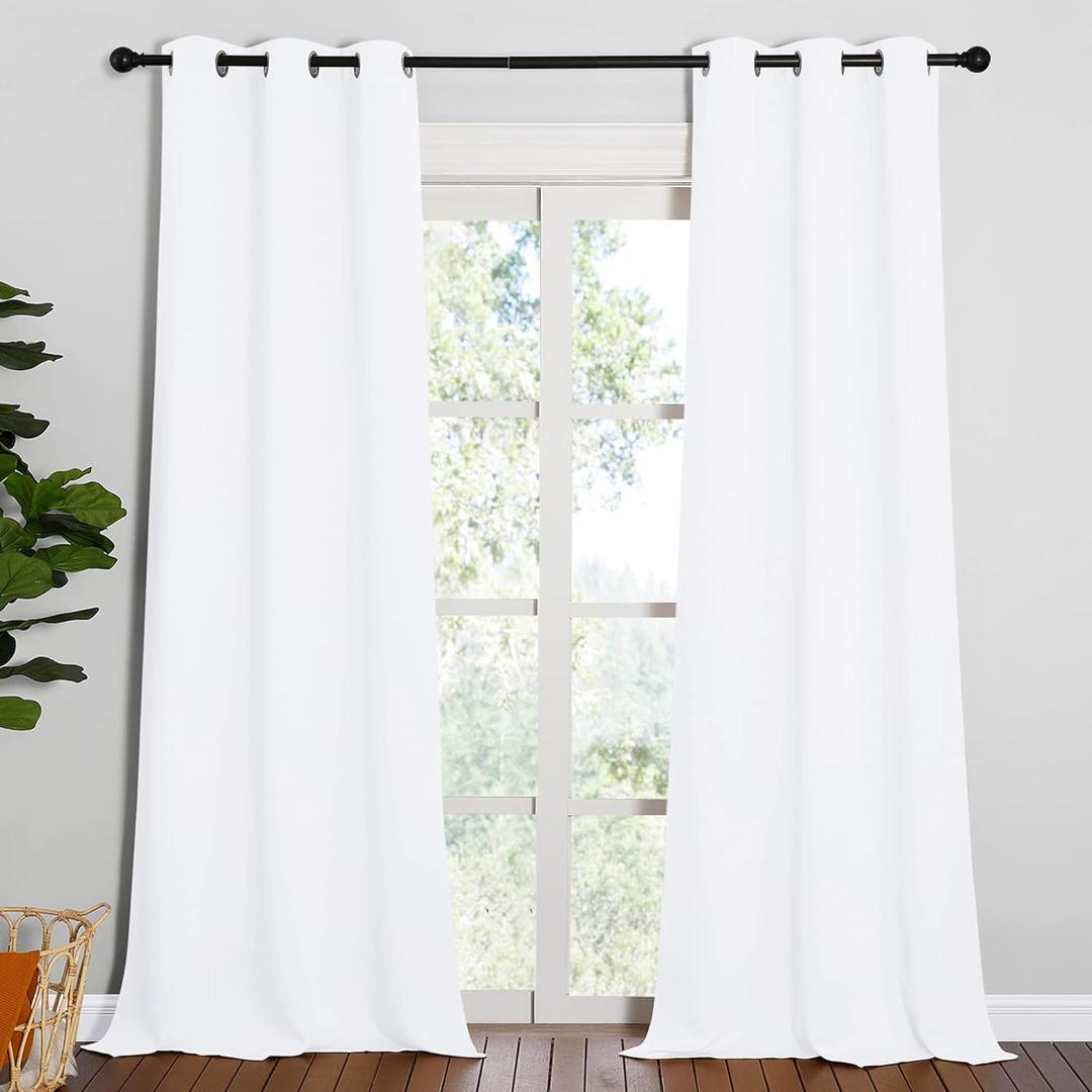 NICETOWN Solid Window Curtain Panels, Grommet, Polyester, Bedroom, White, 42 x 90, Pack of 2 (42"W x 90"L (Pack of 2), Pure White)