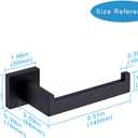 TASTOS Toilet Paper Holder Matte Black, Toilet Tissue Roll Holders Dispenser and Hangers Wall Mounted for Bathroom & Kitchen, Stainless Steel Modern Square Style 2 Pack