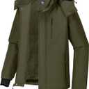 CAMEL CROWN Men's Mountain Snow Waterproof Ski Jacket Detachable Hood Windproof Fleece Parka Rain Jacket Winter Coat,XL