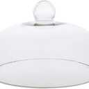 Cabilock 8.27 Inch Glass Cake Cover Dome with Handle Clear Round Food Protective Cover for Cake Display Bakery Use and Table Serving (21x21cm)
