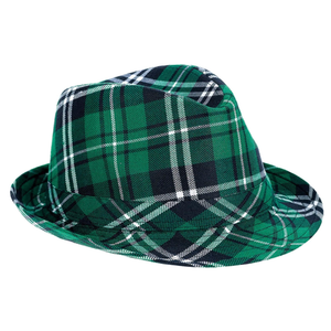 Amscan St. Patrick's Day Plaid Fedora Hat - 5 1/8" x 10", One Size, Green - Pack of 3