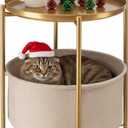 danpinera Round Side Table with Fabric Storage Basket, Metal Side Small Bedside Table Nightstand with Removable Tray Top for Living Room, Bedroom, Nursery, Bathroom, Gold