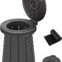 Retractable Portable Camping Toilet, Height Adjustable Travel Toilet, Portable Toilet Foldable Stool for Adults and Children (38*50cm, Black)