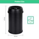 65L/17Gal Round Commercial Trash Can, Heavy Duty Tall Open Top Garbage Can, Fingerprint-Proof Large Capacity Stainless Steel Waste Bin for for Outdoor, Commercial Use, Black