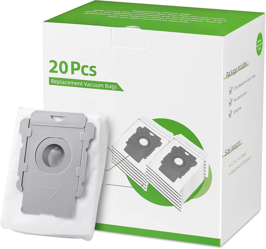 20 Pack Vacuum Bags for iRobot Roomba, Effective Dust Filtration, Compatible with i3+ i4+ i5+ i6+ j6+ i7+ j7+ i8+ J8+ J9+ s9+ 104 105 405 505 705 Combo & All Clean Base Auto Dirt Disposal bag