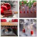 AKATVA Red Christmas Ornaments Set  Vintage Christmas Decor for Tree  Red Christmas Bells  Christmas Tree Ornaments for Holiday Season  Rustic Bells Hanging Ornaments  Set of 10 Pieces (10 pcs Round Shape)