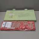 FD Wireless Keyboard and Mouse Combo | Cute Colorful Keyboard and Mouse with 2.4GHz Cordless Retro Typewriter Keyboard | Auto-Sleep | USB Receiver for Windows PC/Laptop - Pink Colorful