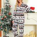 ENJOYNIGHT Couples Christmas Pajamas Sets Long Sleeve Sleepwear 1-Piece Pjs Set Button-Down Loungewear Comfy Nightwear,  M