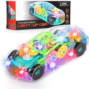 Transparent Light Up Police Car with Flashing LED Lights, Siren Sounds, Moving Gears & Bump-and-Go Action – Fun Sensory Vehicle & Perfect Christmas, New Year & Birthday Gift for Toddlers, Boys & Girls