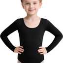 iMucci Leotards for Girls Ballet Leotard Gymnastics Leotards for Girls Dance Leotard for Toddler Ballerina Kids 2-14 Years (Medium, Long Sleeve-black)