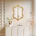 Gold Baroque French Vintage Wall Mirror- 17 x 26.5in Decorative Mirror for Bathroom, Bedroom, Living Room, Hallway