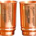 Pure Copper Tumblers for Drinking - Set of 2 Ayurvedic Copper Glasses | 11.83 Fl Oz Each | Perfect for Home, Office, Travel, Hotel & Gifting