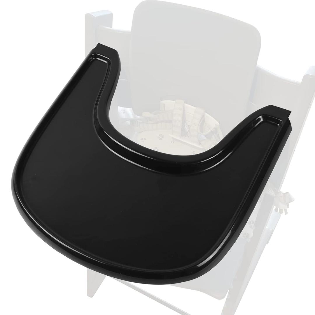 Baby High Chair Tray Compatible with Stokke Tripp Trapp V2+, Replacement Tray for Stokke High Chair, Smooth Surface & Strong Suction, BPA-Free & Dishwasher Safe, Toddlers 636 Months - Black
