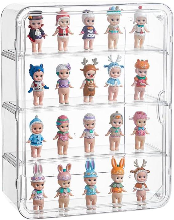 BOHOIDEE 4 Tiers Clear Display Case for Figures, Acrylic Storage Organizers Box with Magnetic Door, Wall-Mounted Dustproof Showcase for Collectibles Action Figure