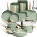 Amazon.com: Kitchen Academy 17 Pieces Induction Cookware Set with Griddle, Green Granite Pots and Pans Set Non Stick, Healthy Nonstick Cooking Pans Set: Home & Kitchen