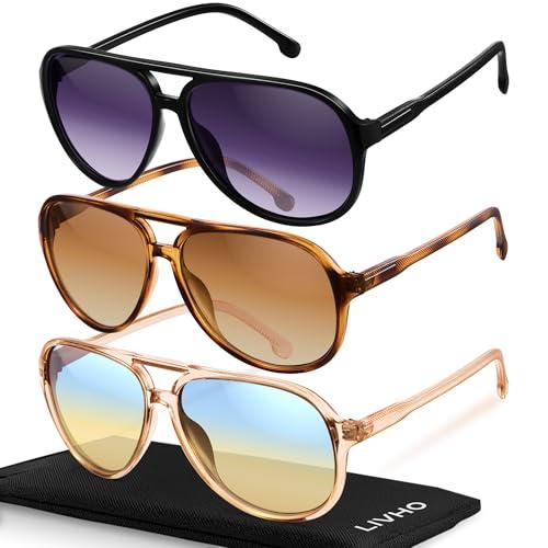 livho Trendy Polarized Aviator Sunglasses Women Men, Retro Sun Glasses for Women Men 2025, Oversized UV Protection Shades