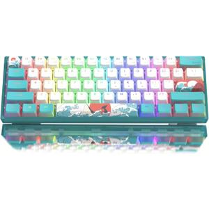 Womier 60% Percent Keyboard,WK61 V2 Mechanical RGB Wired Gaming Keyboard,Hot-Swappable Creamy Key Board with PBT Keycaps,Linear Red Switch for Windows/MAC (Blue)