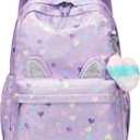 CaranY 30L Kids Backpack for Girls & Boys Waterproof Cat Ear School Bag Classic Large Size Lightweight Gift Purple Peach Heart Ideal for Ages 6-18+-Perfect for School & Everyday Use
