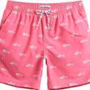 maamgic Mens Slim Fit Swim Shorts Swim Trunks 7 inch Quick Dry Mens Bathing Suits with Mesh Lining (Medium, Fishbone Pink)