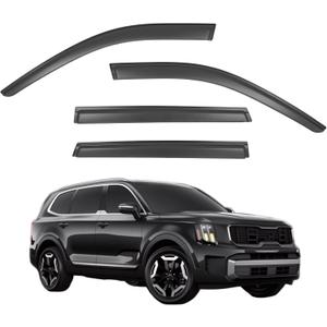 Window Visors Rain Guards Compatible with Kia Telluride 2020-2026, Side Window Wind Deflectors Vent Shades Out-Channel Accessories, Dark Smoke 4 Pcs, 2021 2022 2023 2024 2025