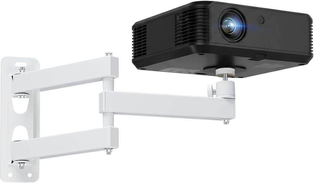 CroBlissful Foldable Projector Wall Mount, Ceiling Projector Mount, Universal Adjustable 360° Rotation, Projectors Stand with 1/4" Ball Head, Devices Bracket Holder for Home Office (Three Arms, White)