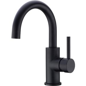 CREA Black Bathroom Faucet Brushed Nickel, Prep Wet Bar Sink Faucet Stainless Steel Single Hole Small Kitchen Faucet with 4 Inch Deck Plate, Mini Faucet Outdoor Tap for Farmhouse Vanity Sink Lavatory