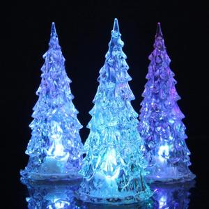 3 Pack LED Christmas Tree Lights, Mini Acrylic Light Up Tree, Color Changing Decorations Indoor, Holiday for Bedroom Table (3 PC)