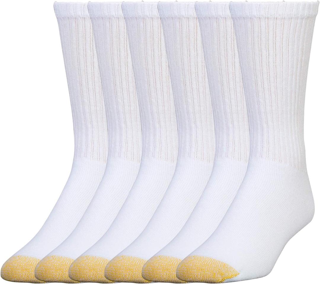 GOLDTOE Men's 656S Cotton Crew Athletic Socks, Multipairs (X-Large)